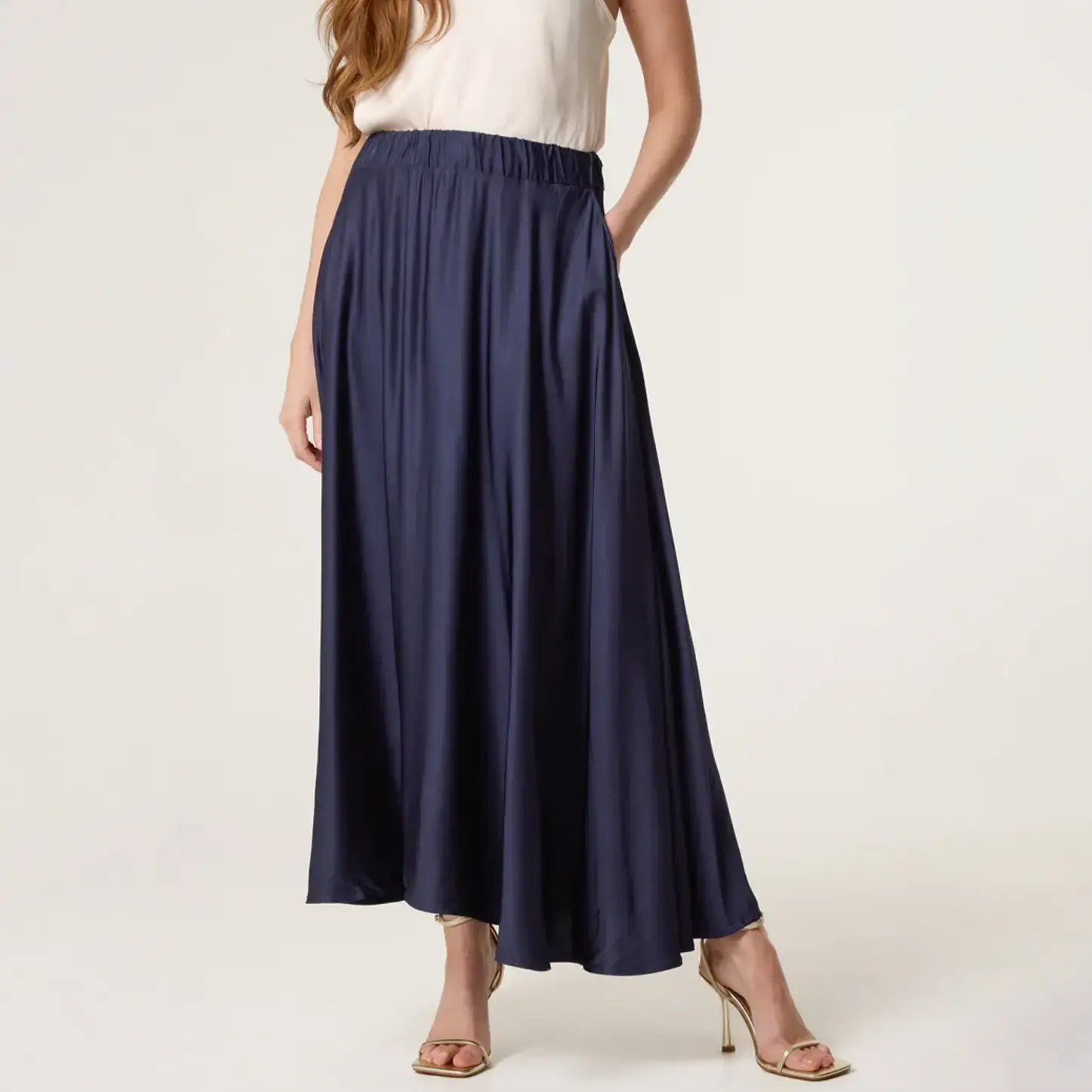Elasticated Satin Maxi Skirt