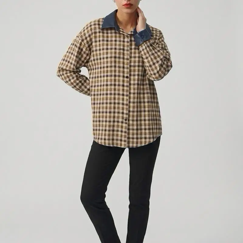 Heritage Check Shirt with Faux Leather Collar & Cuffs - Image 4
